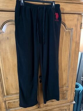 U.S. Polo Assn. Men's Black Lounge Pants with Red Logo-M